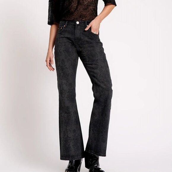 One teaspoon charlie high waist slim flared denim jeans black lace size 26 - Picture 1 of 5